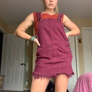 FREE PEOPLE BURGUNDY OVERALL SKIRT!